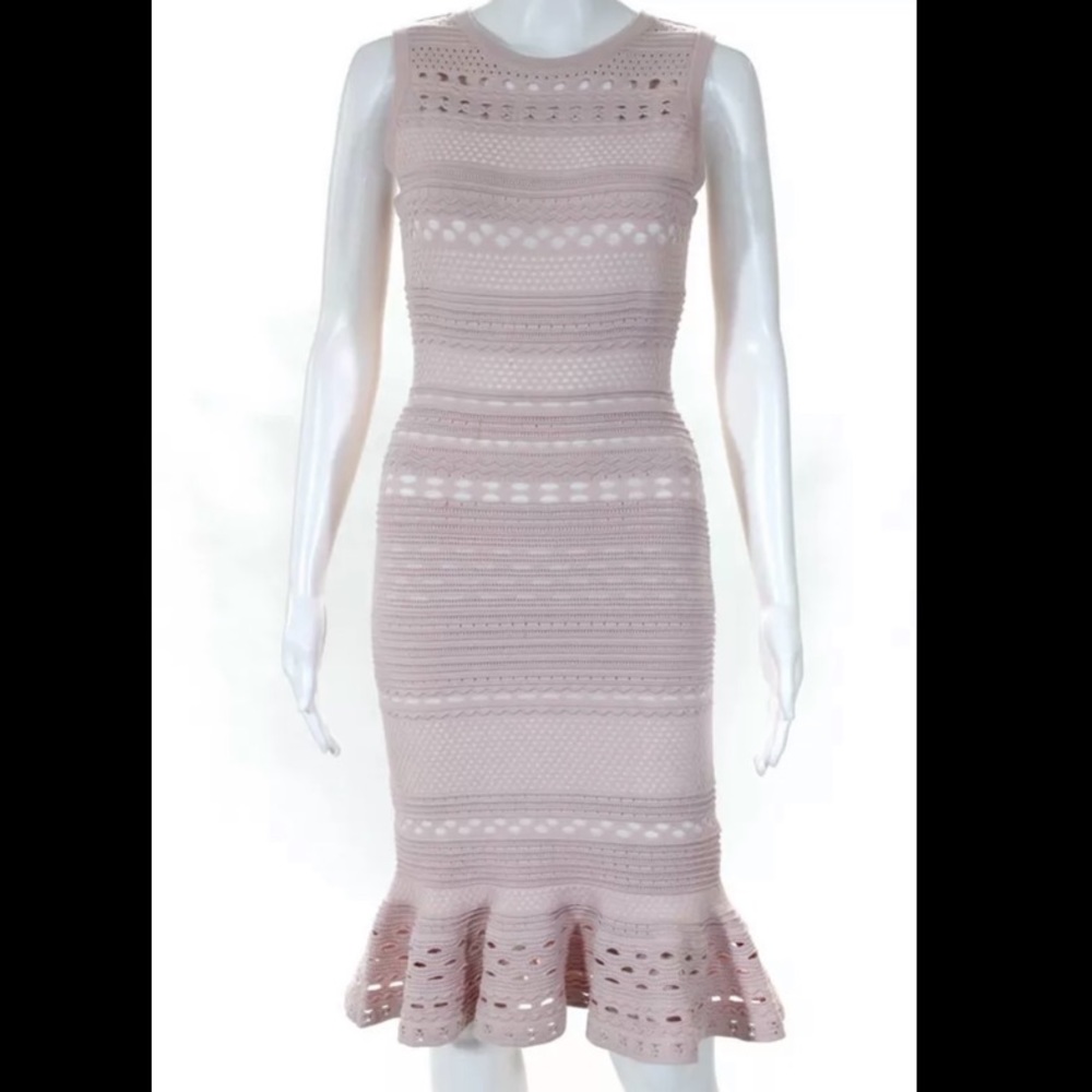 Milly Womens Sleeveless Cut Out Sheath Dress Pink White Size Small